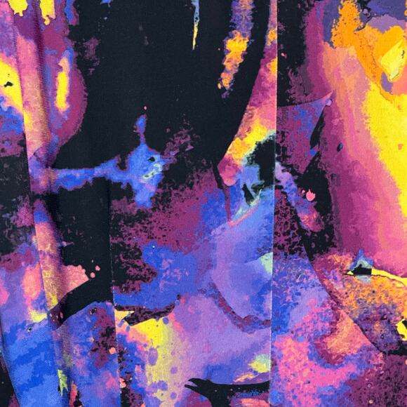 Suzi Chin for Maggy Boutique Size 8 Purple Abstract Print Faux Wrap Dress - Picture 6 of 8